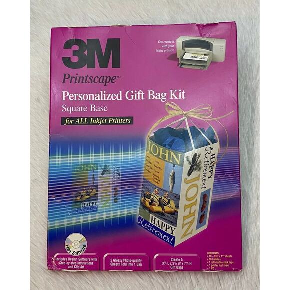 3M Printscape Personalized Gift Bag Kit Square Base For All Inkjet Printers - Picture 2 of 5